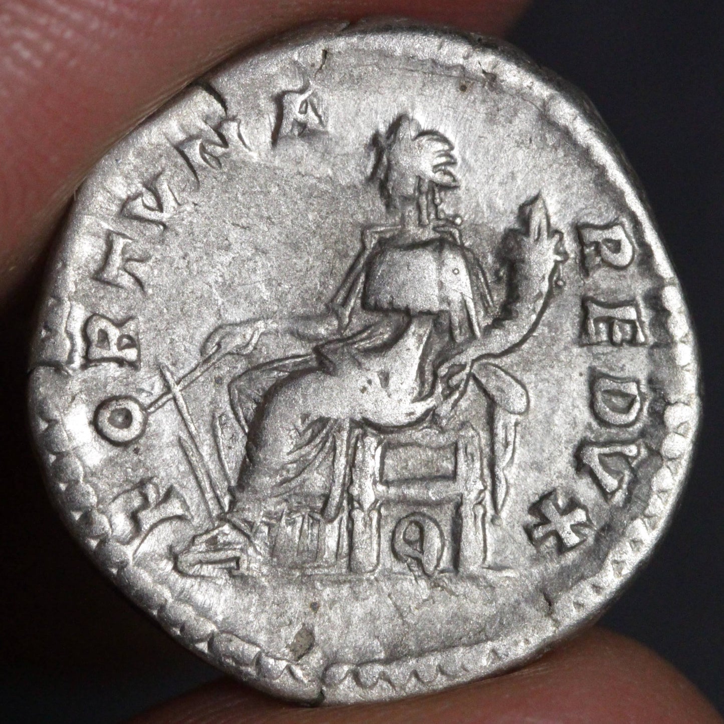 Septimius Severus Denarius Ancient Roman Empire Silver Coin 202AD FORTVNA REDVX RIC 264a