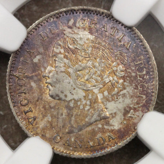 1871 Canada Silver 5 Cents Coin, NGC MS-62