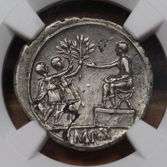 Emperor Augustus Ancient Roman Silver Denarius Coin, 15 BC, NGC Choice XF