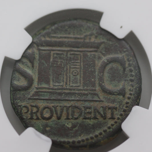 2nd Century AD, Ancient Roman Bronze Dupondius, Emperor Tiberius - Divus Augustus, NGC VF