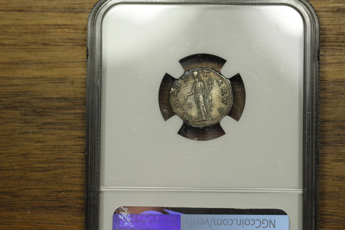 136 AD Emperor Hadrian Roman AR Silver Denarius | NGC XF | Moneta Reverse