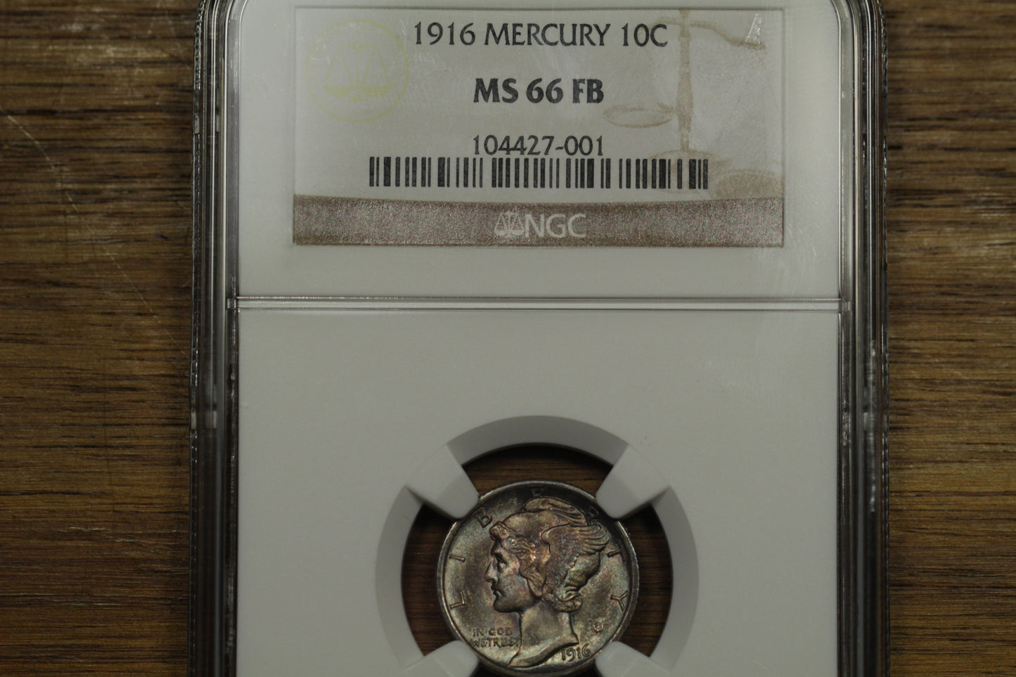 1916 U.S. Mercury Dime | NGC MS-66 FB | Rainbow Toning