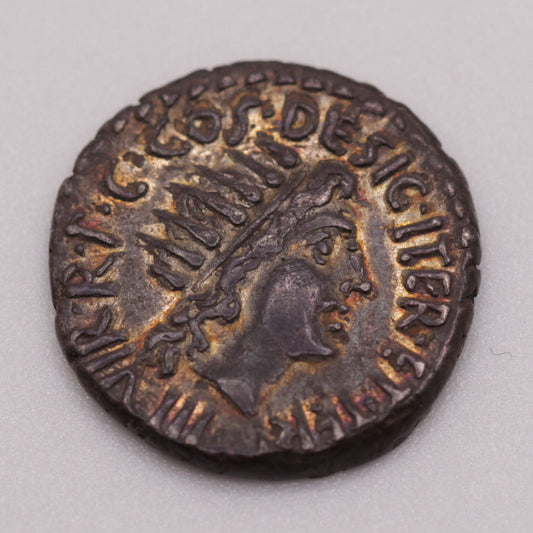 38 BC Roman Republic Silver Denarius | Mark Antony | Sol Portrait