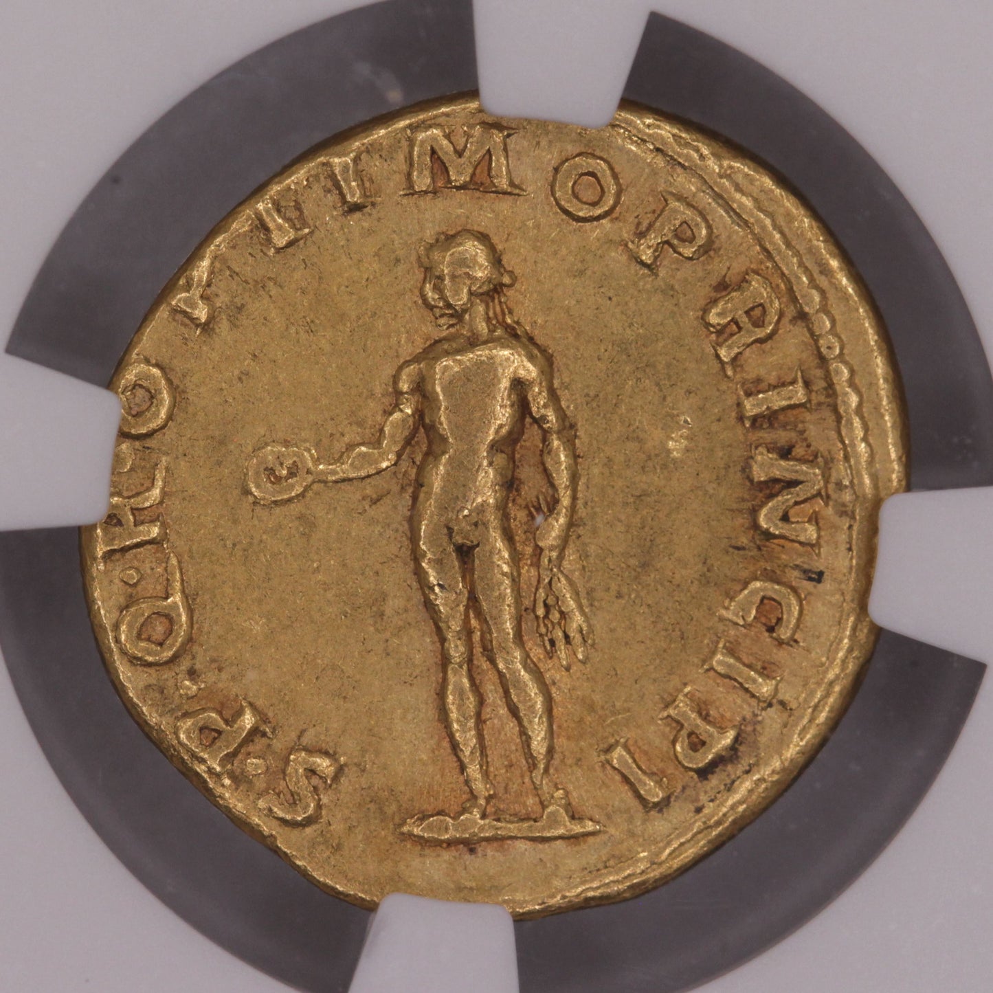 2nd Century A.D. Emperor Trajan Roman Gold Aureus, NGC VF, Genius / Bonus Eventus