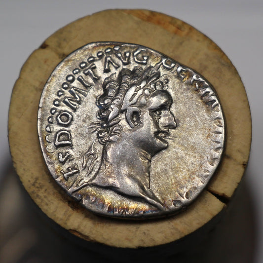 85 A.D. Roman Empire Silver Denarius, Emperor Domitian