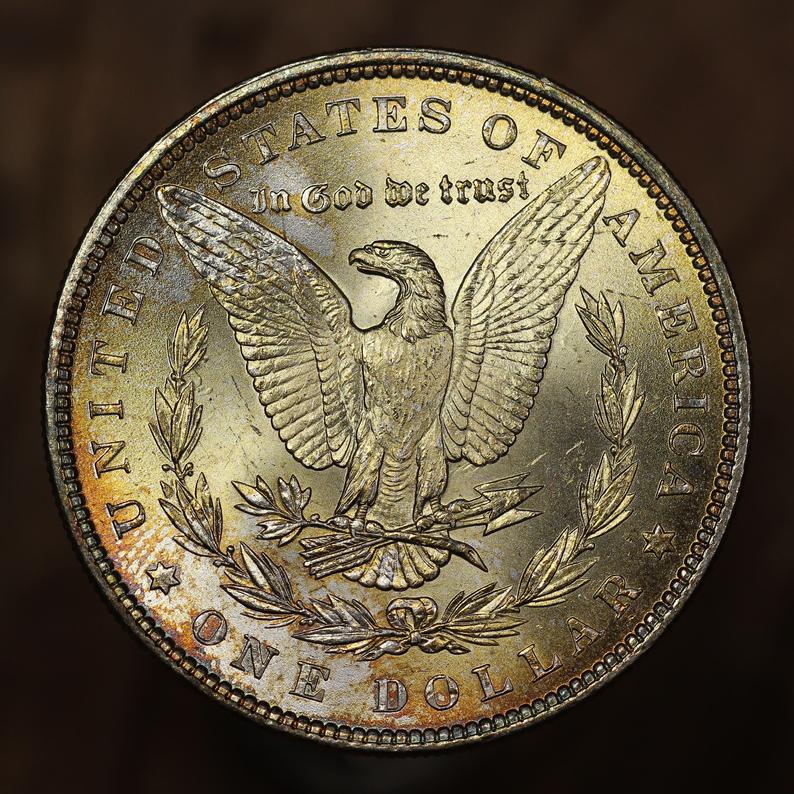 1887 U.S. Morgan Silver Dollar Coin, Mint State Condition, Philadelphia Mint