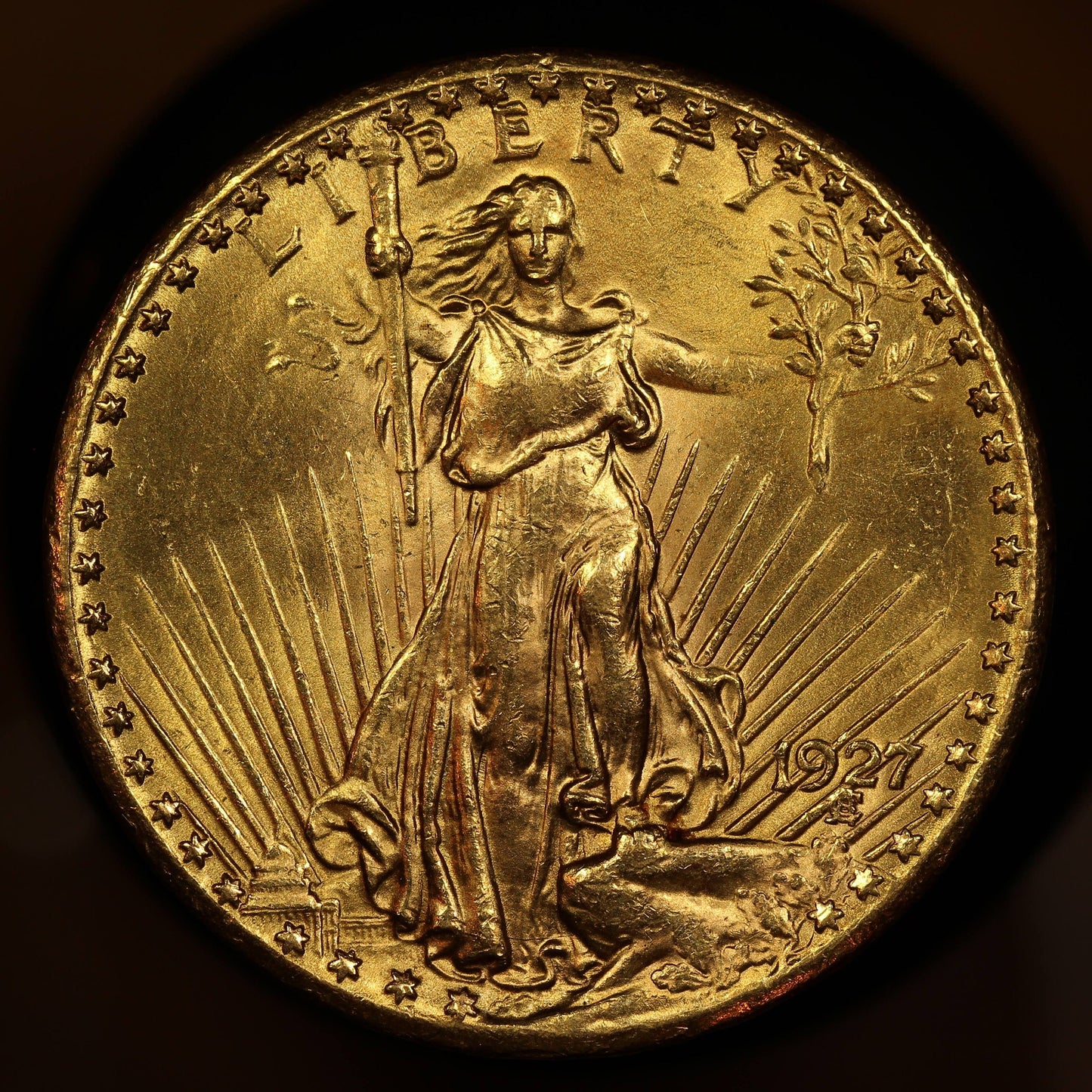 1927 U.S. Gold Double Eagle Coin, Saint-Gaudens Design, Mint State Condition, Philadelphia Mint
