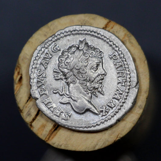 200 A.D. Roman Empire Silver Denarius, Emperor Septimius Severus
