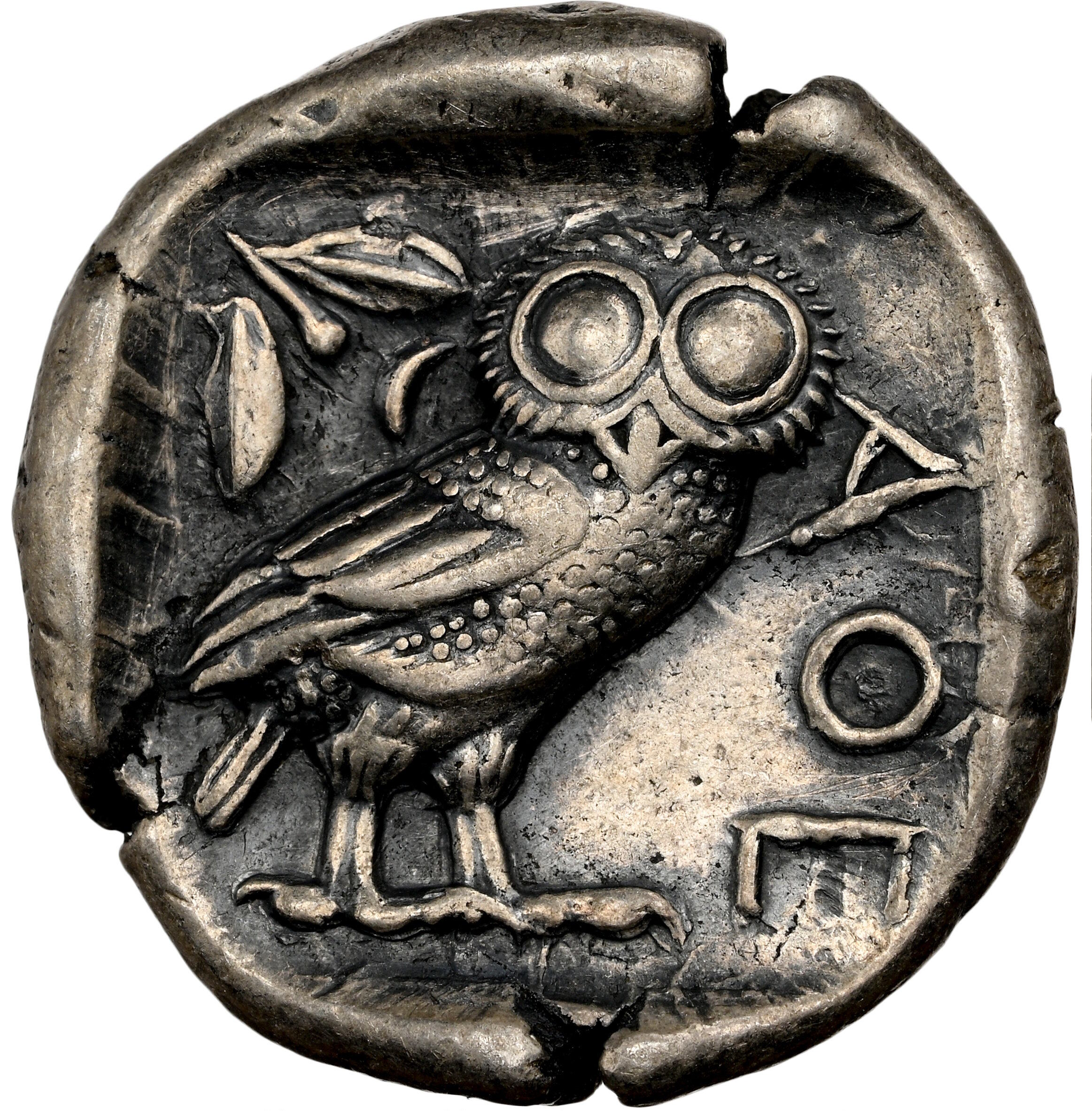 440 B.C. Ancient Greek Silver Tetradrachm Coin of Athens, Athenian