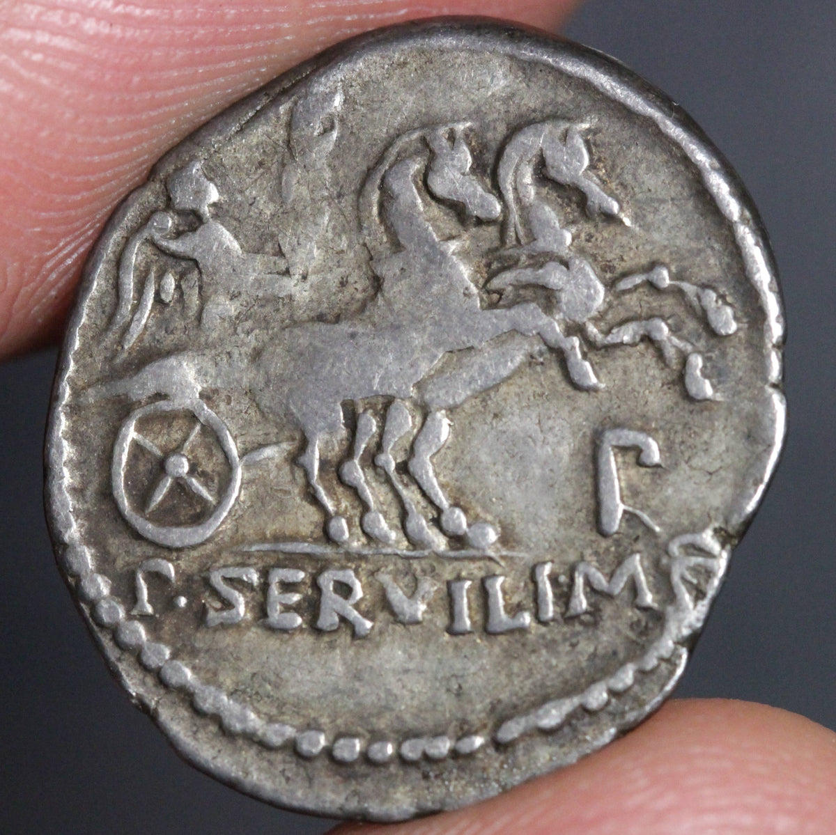 Servilius Inscriptions Servilius Rullus Denarius Ancient Roman Republic Silver Coin 100BC RRC ...