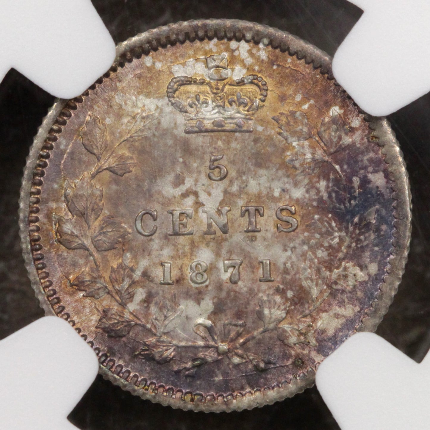 1871 Canada Silver 5 Cents Coin, NGC MS-62
