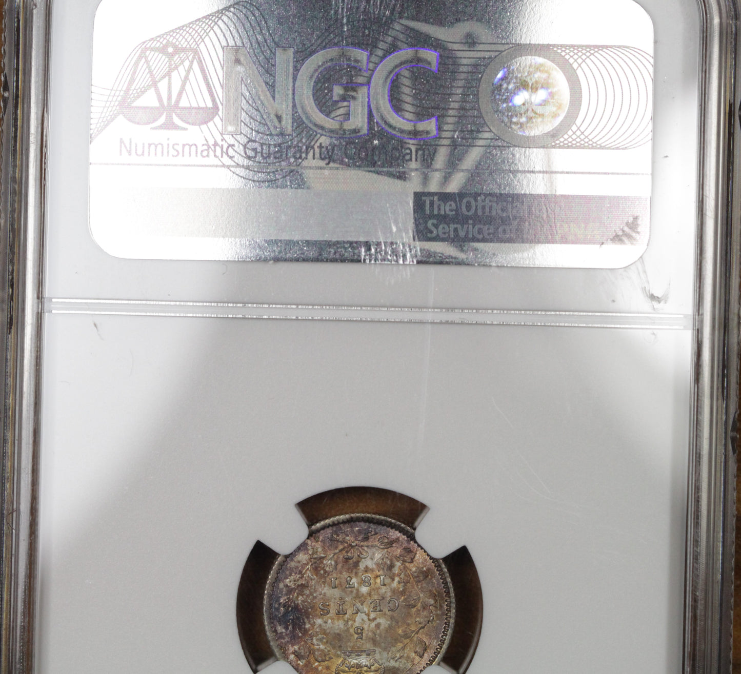 1871 Canada Silver 5 Cents Coin, NGC MS-62