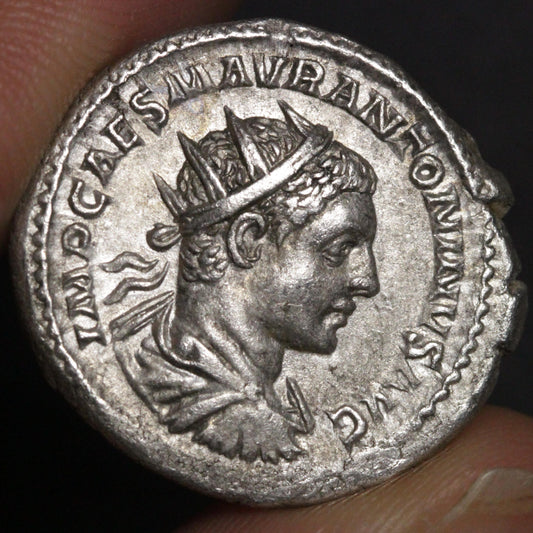 Elagabalus antoninianus obverse side showing portrait of the emperor