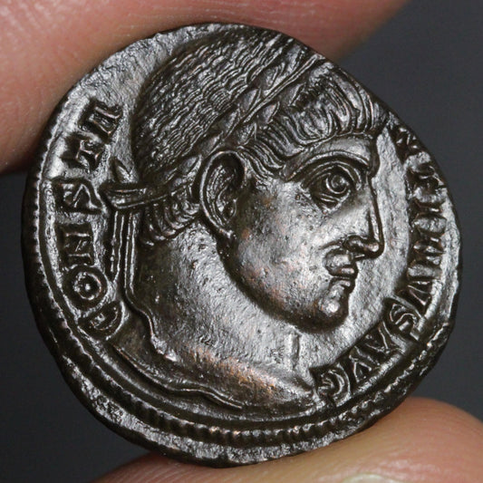 obverse side of constantine follis showing portrait of constantine