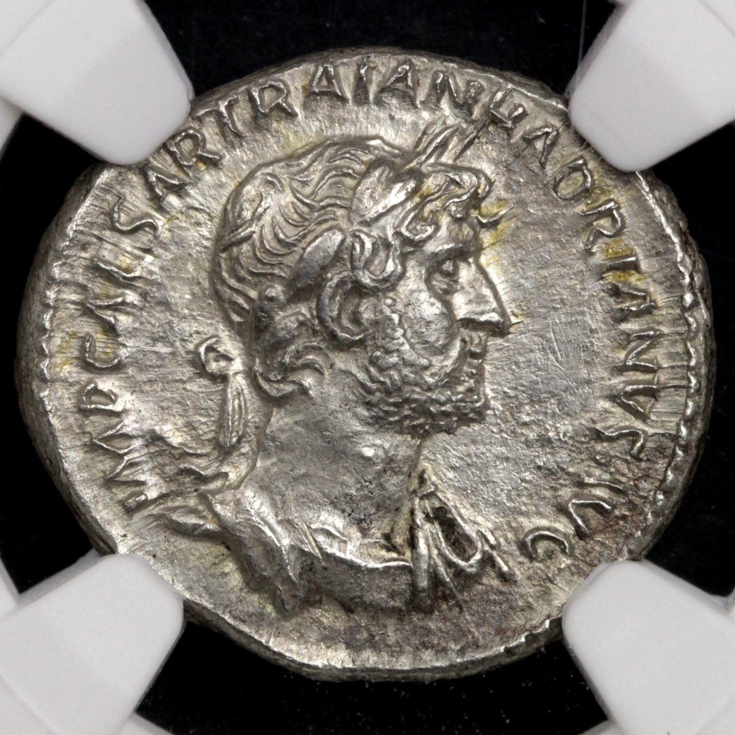 Hadrian Denarius NGC Ch AU 123 AD