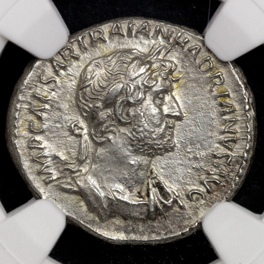 Hadrian Denarius NGC Ch AU 123 AD