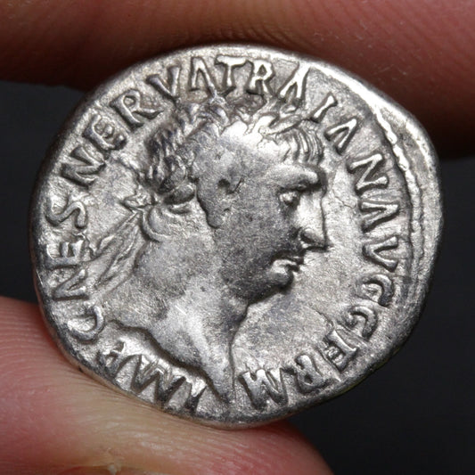 Trajan Denarius Ancient Roman Empire Silver Coin 98AD RIC 1
