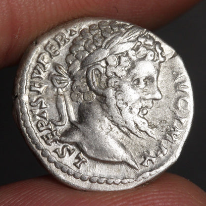 obverse side of septimius severus denarius showing portrait of septimius severus