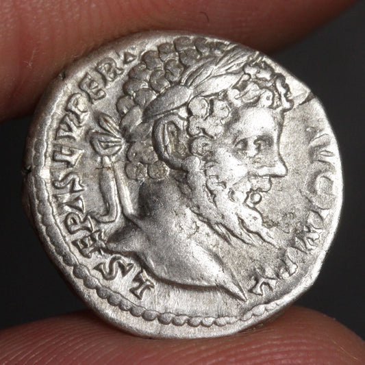 obverse side of septimius severus denarius showing portrait of septimius severus