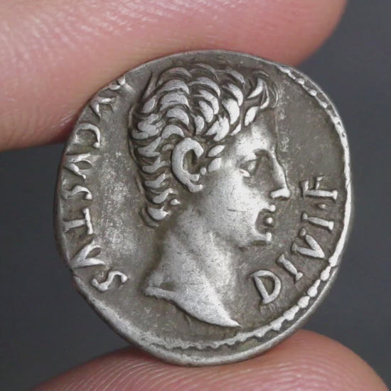 video of augustus denarius being rotated to show both sides