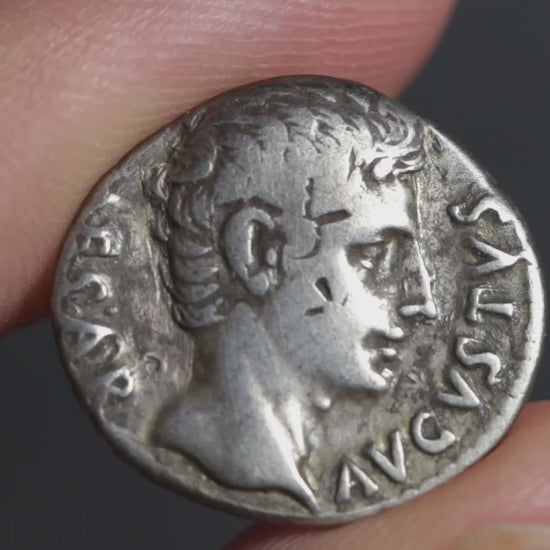 video showing augustus denarius being rotated to display both sides
