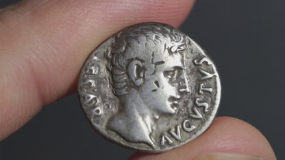 video showing augustus denarius being rotated to display both sides