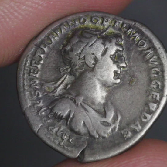 video of trajan denarius being rotated to show both sides