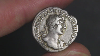 video of hadrian denarius with coin rotated to show both sides