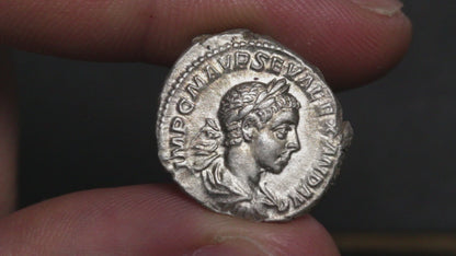 video showing severus alexander denarius being rotated between two fingers