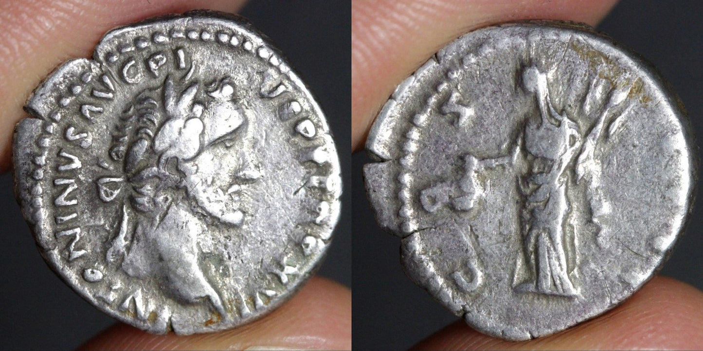 antoninus pius denarius, reverse and obverse images
