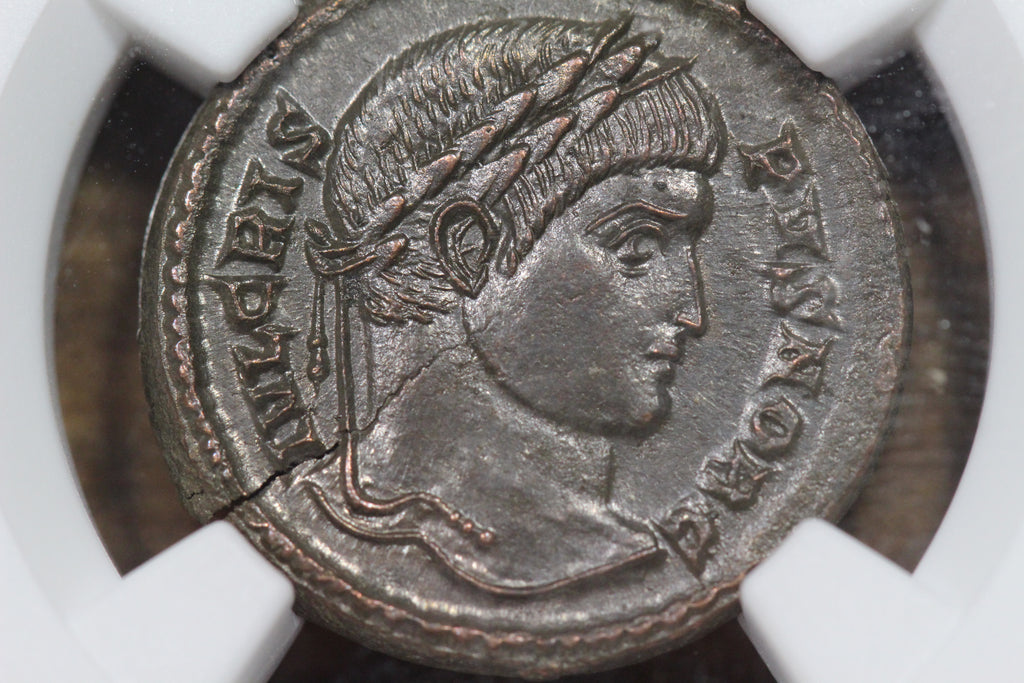 Emperor Crispus Ancient Roman Bronze Nummus Coin, 320 AD, NGC MS Mint Original Skin Coins
