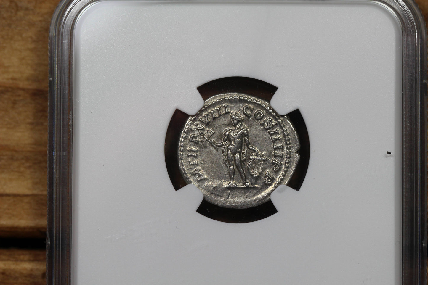 Emperor Caracalla Ancient Roman Silver Denarius Coin, 200 AD, NGC AU