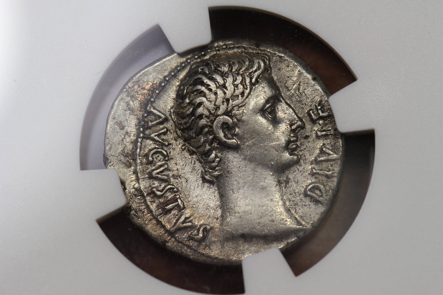 Emperor Augustus Ancient Roman Silver Denarius Coin, 15 BC, NGC Choice XF