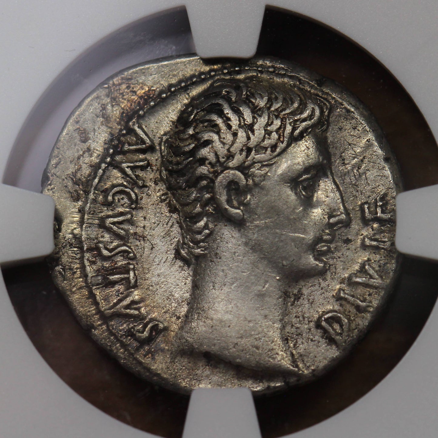 Emperor Augustus Ancient Roman Silver Denarius Coin, 15 BC, NGC Choice XF