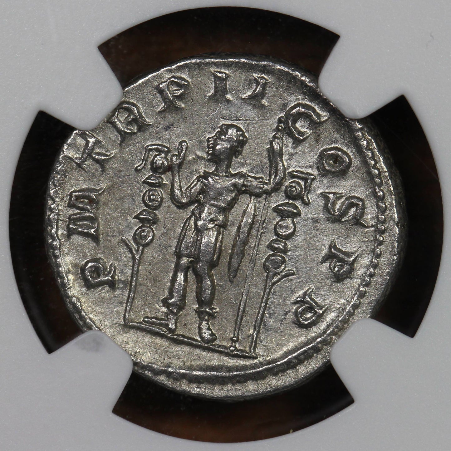 Emperor Maximinus Thrax Ancient Roman Silver Denarius Coin, 235 AD, NGC Choice AU About Uncirculated Condition