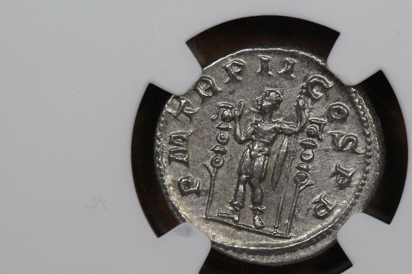 Emperor Maximinus Thrax Ancient Roman Silver Denarius Coin, 235 AD, NGC Choice AU About Uncirculated Condition