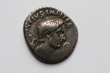 Sextus Pompey Ancient Roman Silver Denarius Coin, 40 BC, Roman Civil Wars, Roman Republic
