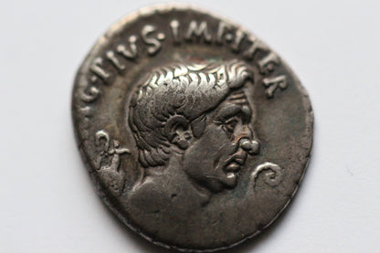 Sextus Pompey Ancient Roman Silver Denarius Coin, 40 BC, Roman Civil Wars, Roman Republic