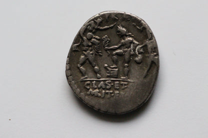 Sextus Pompey Ancient Roman Silver Denarius Coin, 40 BC, Roman Civil Wars, Roman Republic