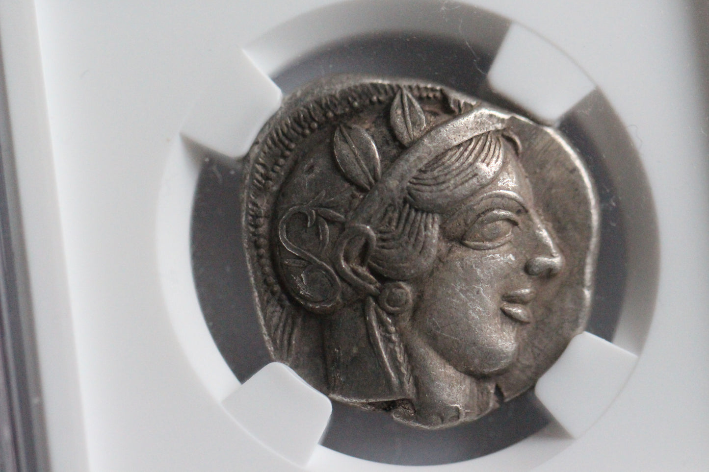 440 B.C. Ancient Greek Silver Tetradrachm Coin of Athens, Athenian Owl Design, NGC Choice XF