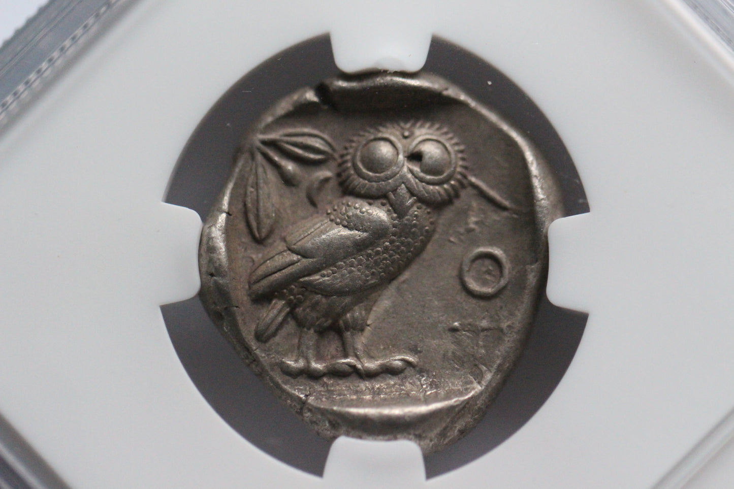 440 B.C. Ancient Greek Silver Tetradrachm Coin of Athens, Athenian Owl Design, NGC Choice XF