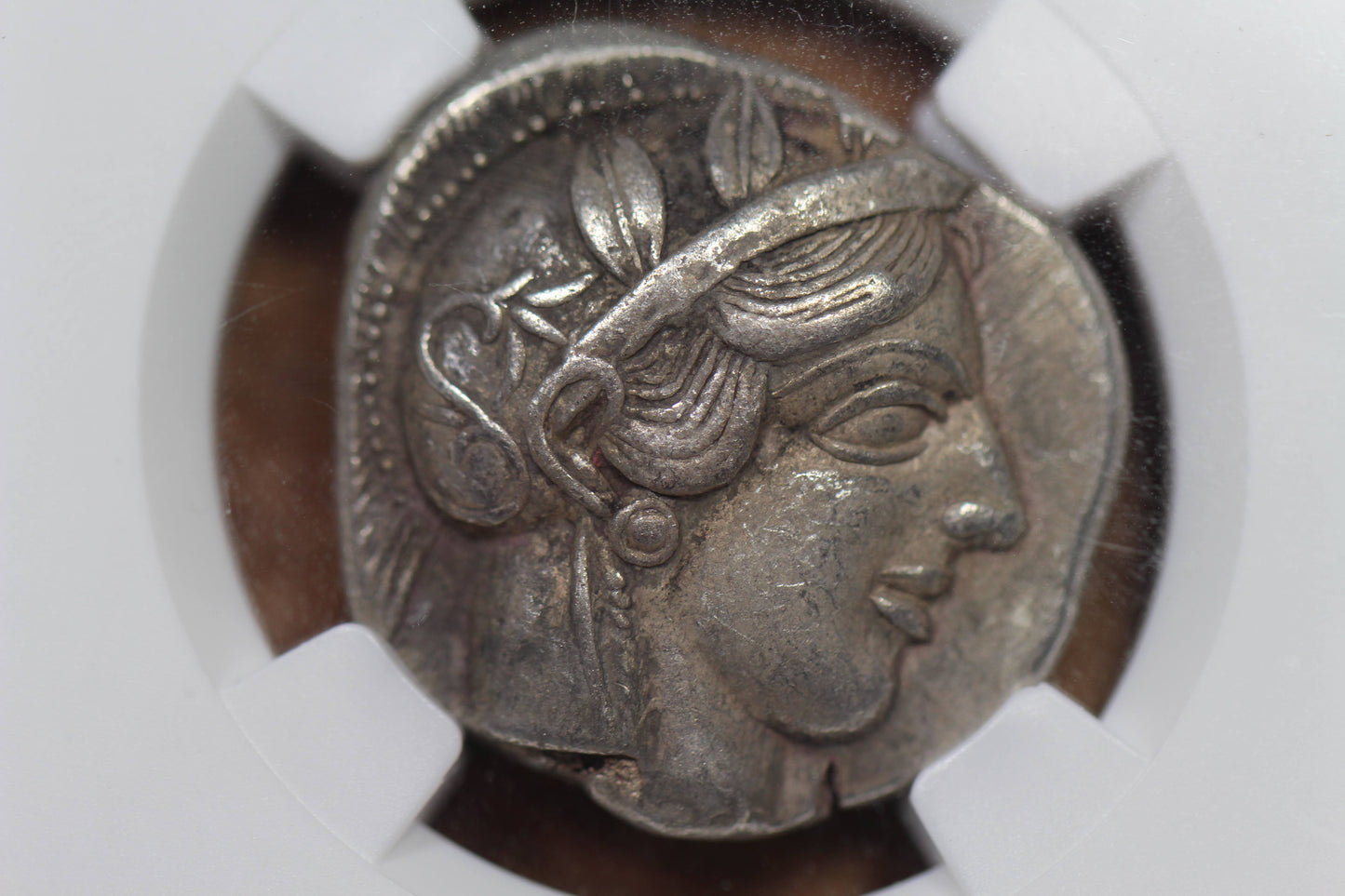 440 B.C. Ancient Greek Silver Tetradrachm Coin of Athens, Athenian Owl Design, NGC Choice XF