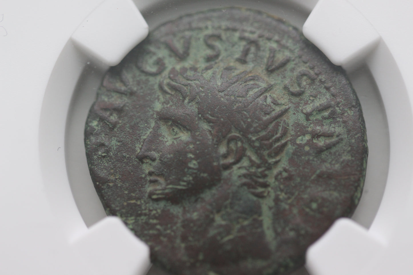 2nd Century AD, Ancient Roman Bronze Dupondius, Emperor Tiberius - Divus Augustus, NGC VF