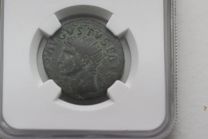 2nd Century AD, Ancient Roman Bronze Dupondius, Emperor Tiberius - Divus Augustus, NGC VF
