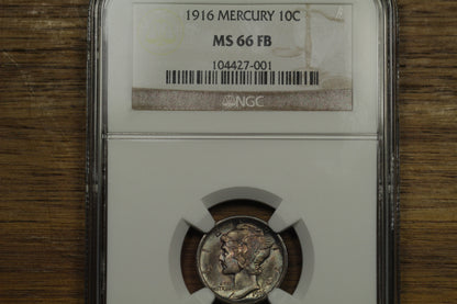 1916 U.S. Mercury Dime | NGC MS-66 FB | Rainbow Toning