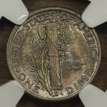 1916 U.S. Mercury Dime | NGC MS-66 FB | Rainbow Toning