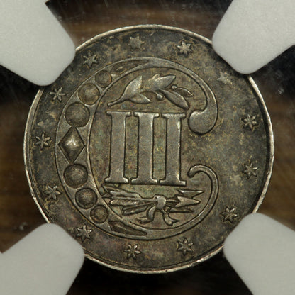 1862 U.S. Three Cents Silver Coin | NGC AU-58 | Toned