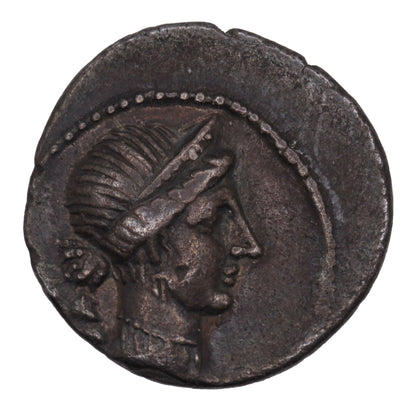 46 BC Julius Caesar Roman Republic Silver Denarius | Venus + Captives | Toned