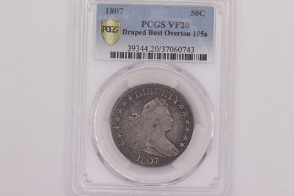 1807 U.S. Half Dollar Silver Coin | Draped Bust Design | PCGS VF-20