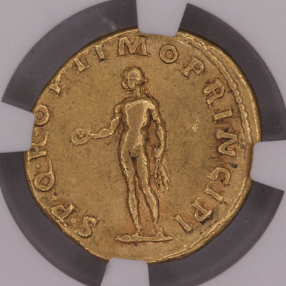 2nd Century A.D. Emperor Trajan Roman Gold Aureus, NGC VF, Genius / Bonus Eventus